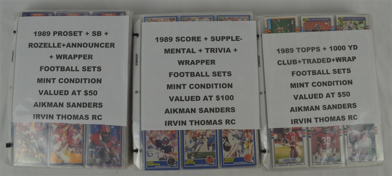 Lot of 3 1989 Football Card Sets