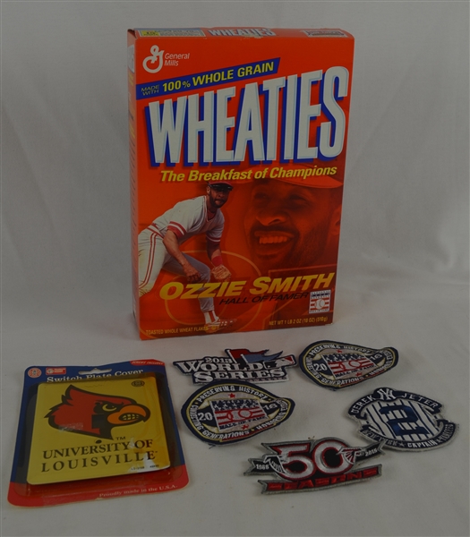 Derek Jeter Patches & Ozzie Smith Wheaties Box