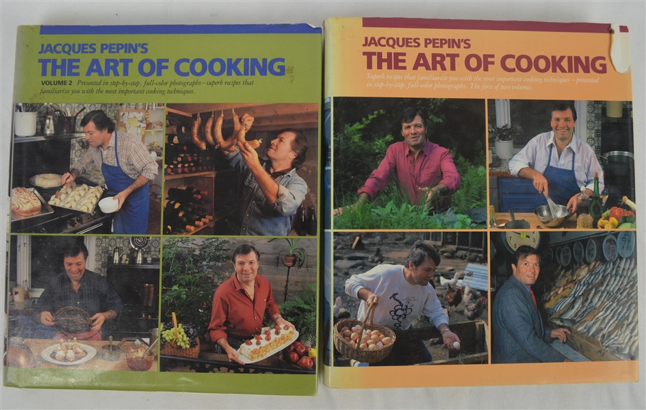 Vintage 1987 Jacques Pepins Autographed "The Art of Cooking" Book Volumes I & II