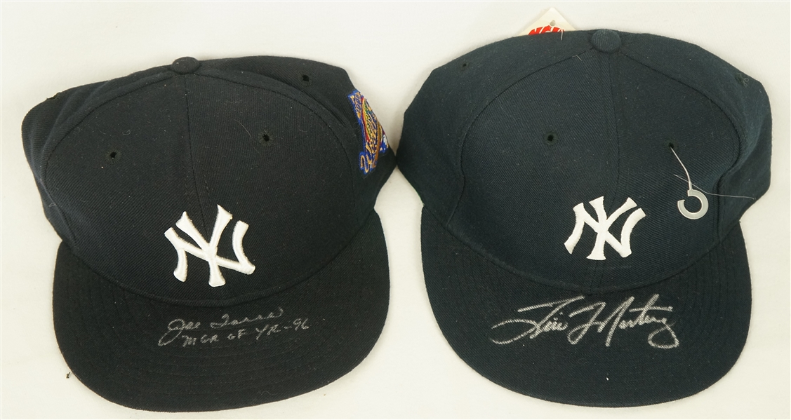 Joe Torre & Tino Martinez Autographed New York Yankee Hats