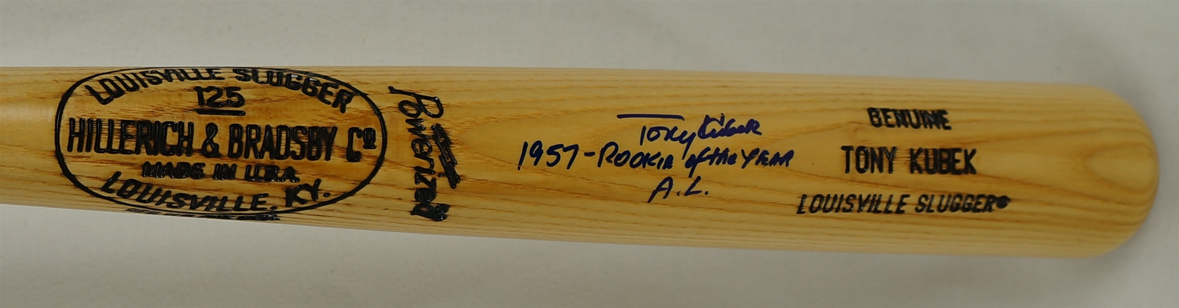 Tony Kubek 1957 AL ROY Autographed & Inscribed Bat