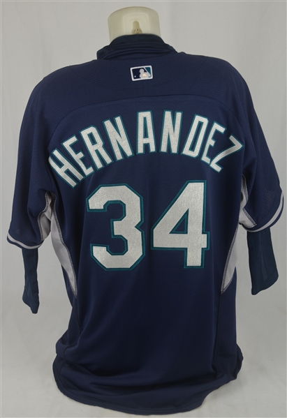 Felix Hernandez 2015 Seattle Mariners Game Used Batting Practice Jersey w/Dave Miedema LOA