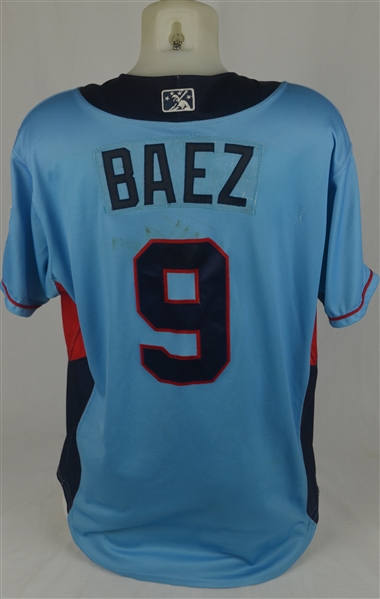 Javier Baez 2013 Tennessee Smokies Game Used Minor League Jersey w/Dave Miedema LOA