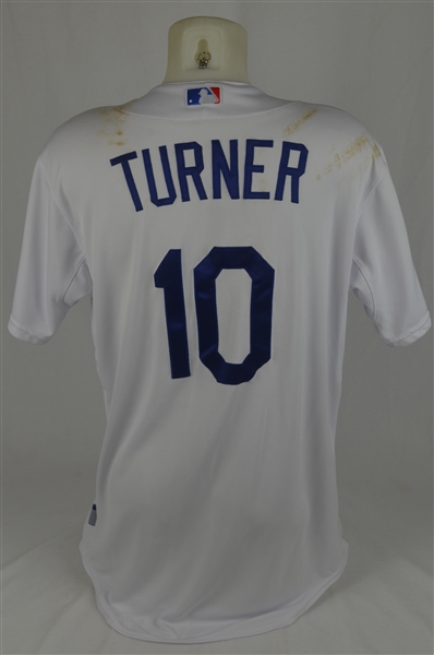 Justin Turner 2015 Los Angeles Dodgers Game Used Jersey w/Dave Miedema LOA & MLB Authentication