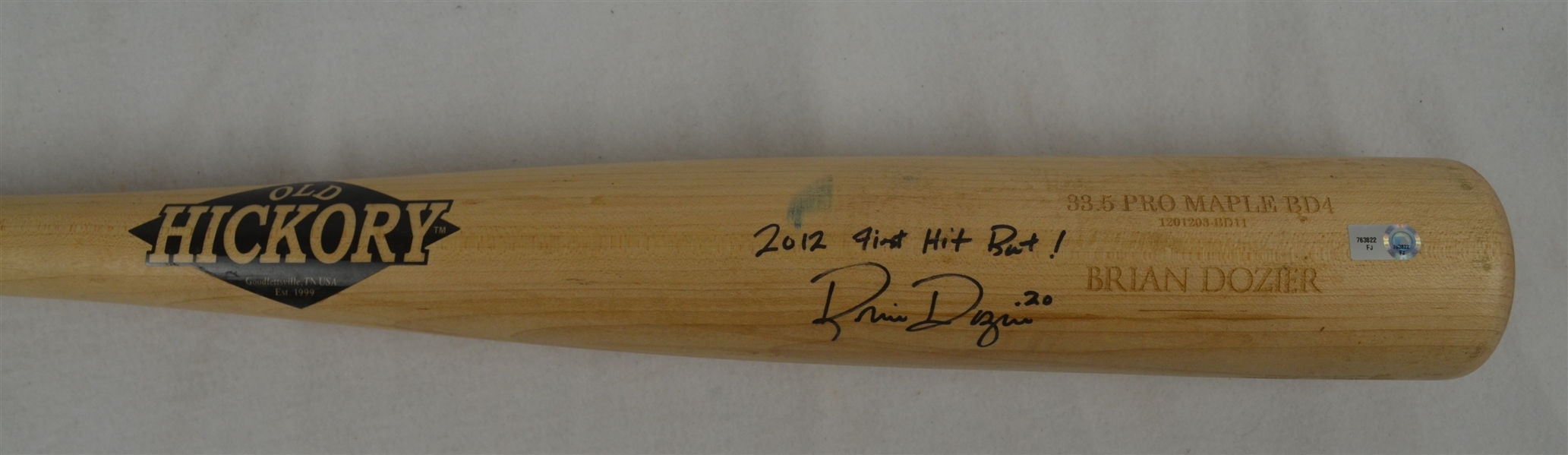 Brian Dozier 2012 Minnesota Twins Professional Model 1st Hit Bat & Batting Gloves & MLB Authentication