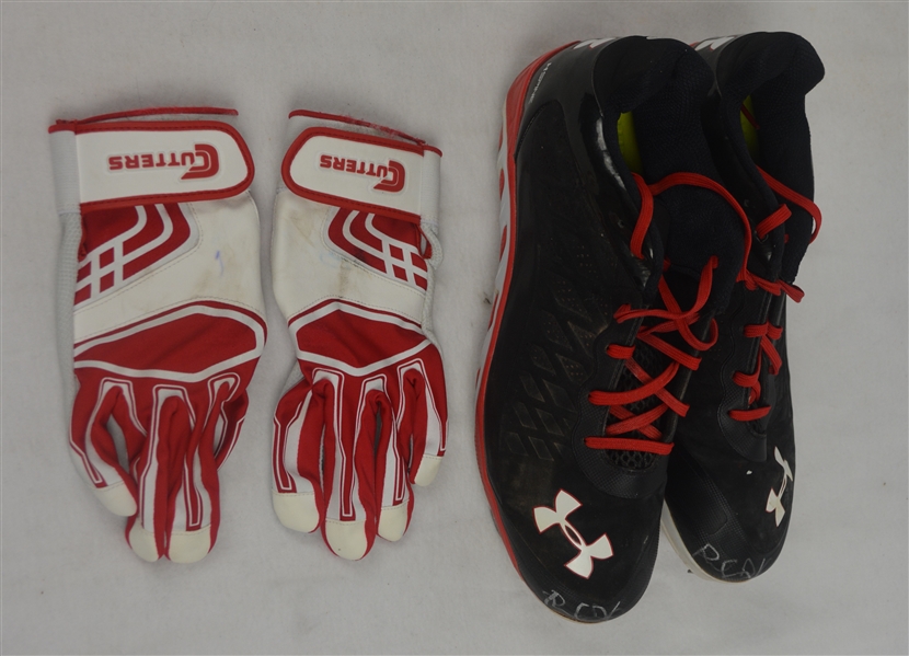 Raul Ibanez Game Used & Autographed  Cleats & Batting Gloves 