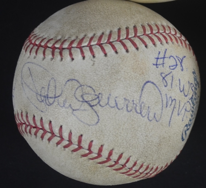 Pedro Guerrero Game Used Autographed & Inscribed 50th Anniversary Dodger Stadium Logo Baseball