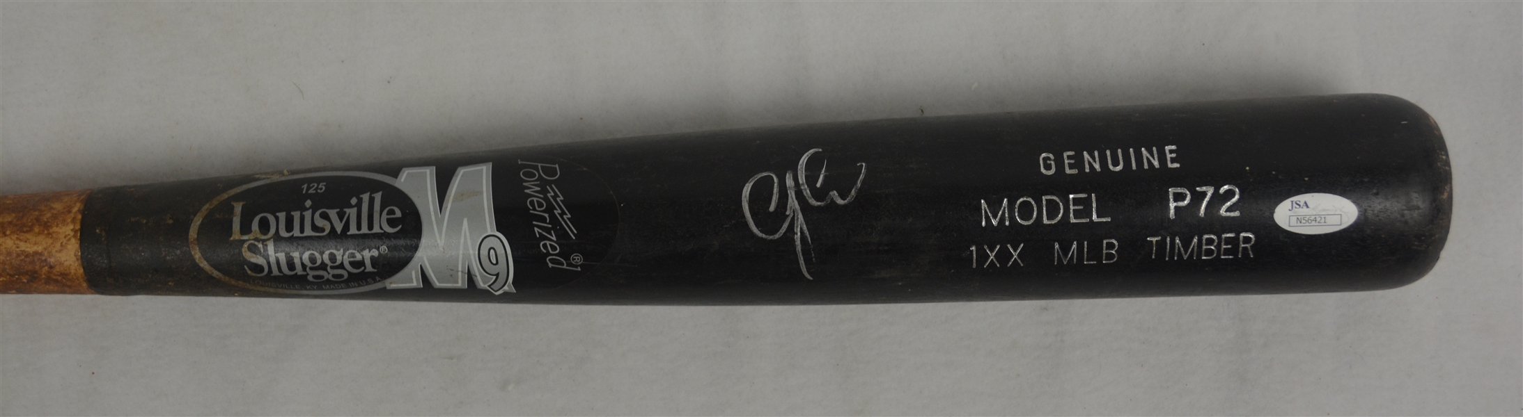 C.J. Cron Autographed Black & Blonde Louisville Slugger Professional Model Bat 