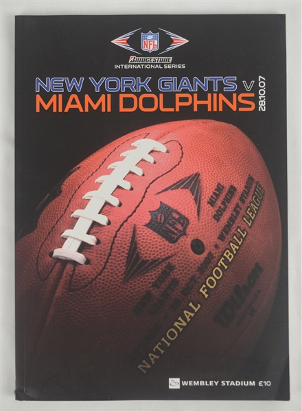 First Ever NFL Regular Season Game Program From Played Outside USA