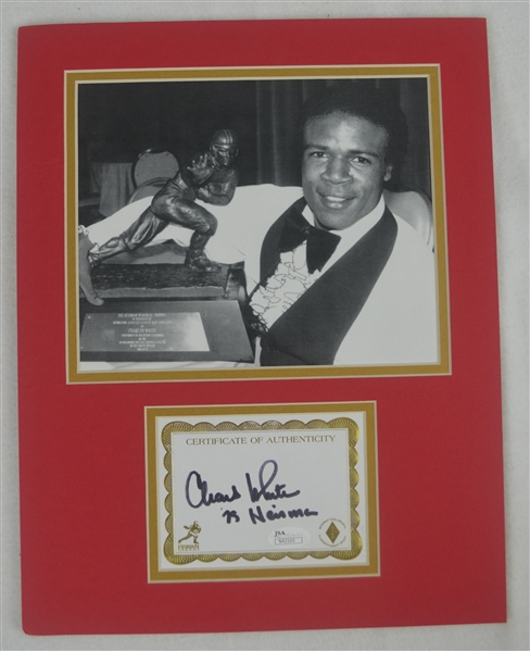 Charles White Autographed & Matted Heisman Trophy Winning Celebration Photo Display 