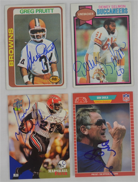 Lot of 4 Hall of Fame & NFL Fan Favorite Autographed Football Trading Cards 
