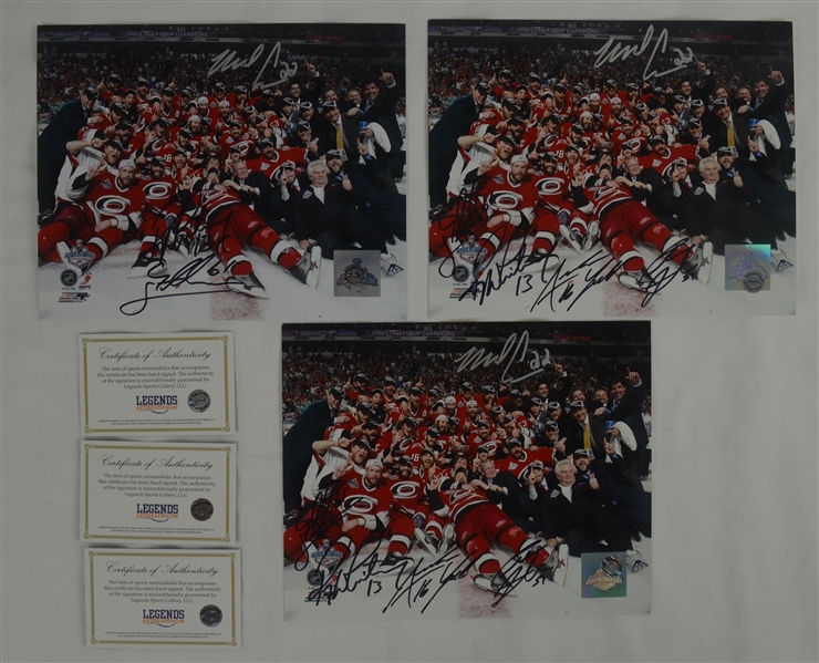 Carolina Hurricanes 2006 Stanley Cup Championship Lot of 3 Autographed 8x10 Celebration Photos 
