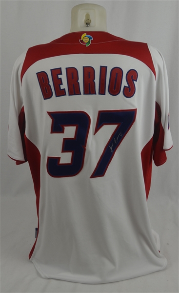 Jose Berrios 2013 Puerto Rico WBC Game Used & Autographed Jersey w/Dave Miedema LOA & MLB Authentication
