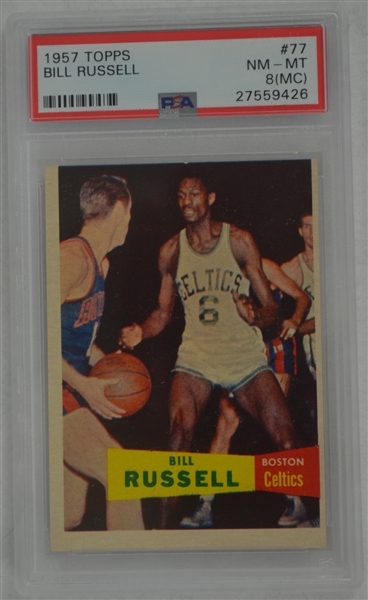 Bill Russell 1957 Topps Rookie Card PSA 8 (mc)