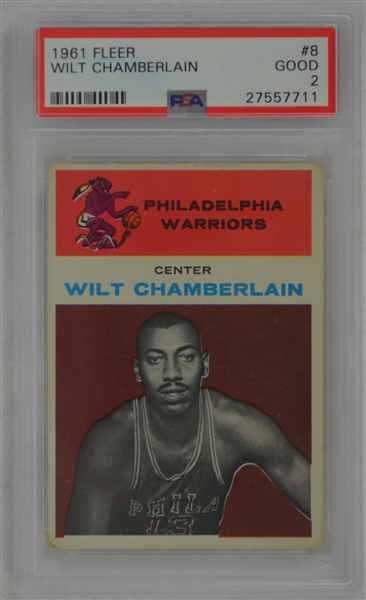 Wilt Chamberlain 1961 Fleer #8 Rookie Card PSA 2 Good