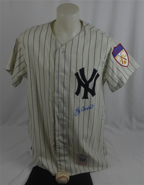 Yogi Berra Autographed New York Yankees Mitchell & Ness Jersey & Baseball