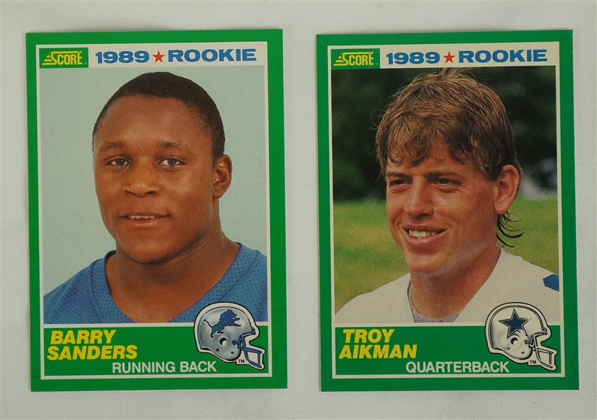 Barry Sanders & Troy Aikman 1989 Score Rookie Cards