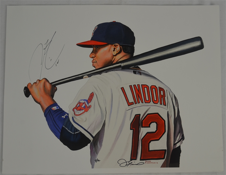Francisco Lindor Signed Limited Edition James Fiorentino Giclee