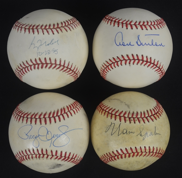 Collection of 4 Autographed 300 Win Baseballs 
