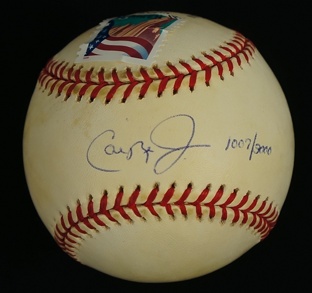 Cal Ripken Jr. signed OML Budig baseball LE 1007/3000 with postmark  April 15, 2000 