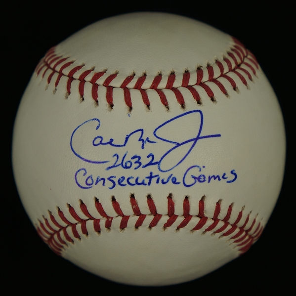 Cal Ripken Jr. Autographed & Inscribed 2632 Consecutive Games Baseball