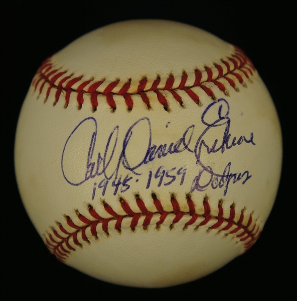 Carl Daniel Erskine Autographed & Inscribed Full Name Baseball