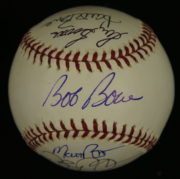 Ray Bob Bret Aaron and Matt Boone Autographed Baseball