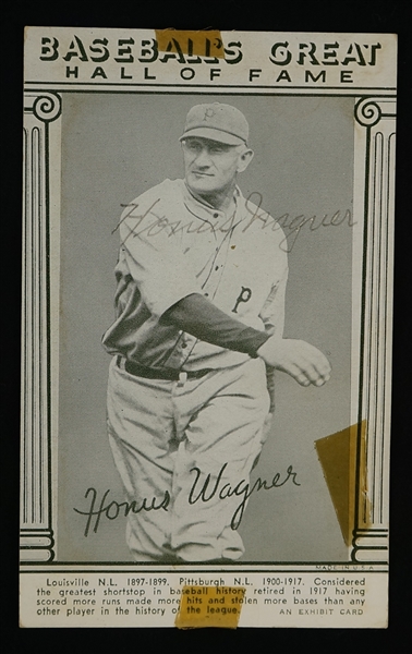 Honus Wagner Autographed 1948 Baseball Greats Exhibit Card w/Full JSA LOA