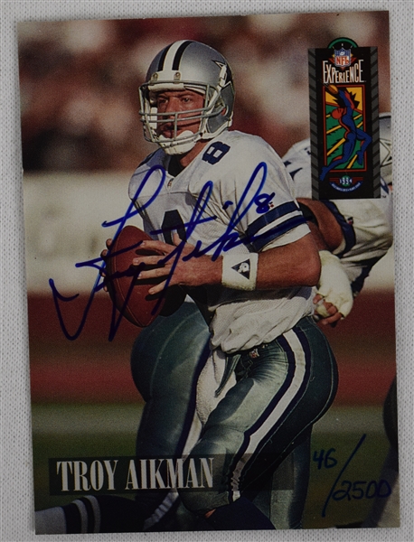 Troy Aikman Dallas Cowboys Autographed Football Card