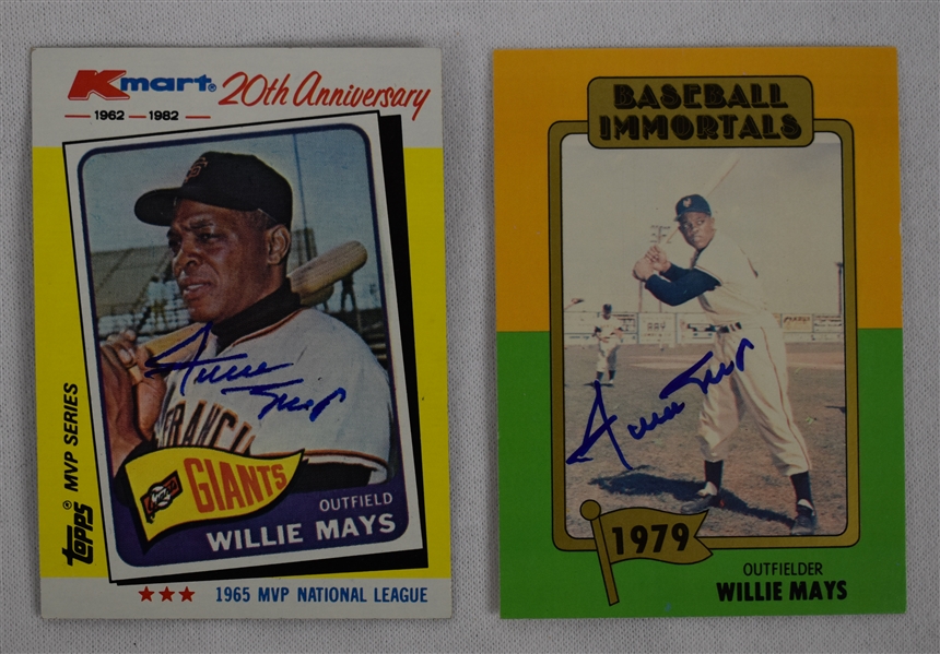 Willie Mays Lot of 2 Autographed Baseball Cards