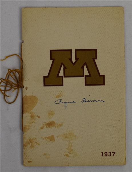 Bernie Bierman Twice Signed 1937 Minnesota Gophers Program