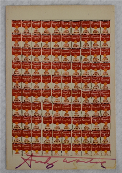 Andy Warhol Autographed Campbells Soup Postcard