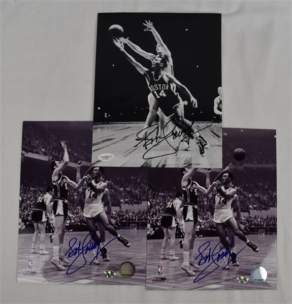 Bob Cousy Lot of 3 Autographed 8x10 Photos 