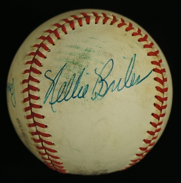 Bob Purkey & Nellie Briles Dual Signed Game Used ONL Leonard Coleman Baseball