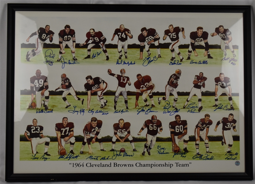 Cleveland Browns 1964 NFL Championship Team Signed Lithograph w/24 Signatures