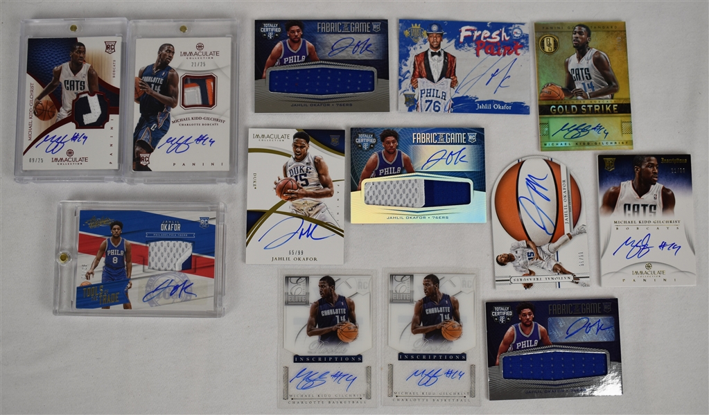 Lot of 13 Game Used & Autographed Basketball Cards w/Jahlil Okafor