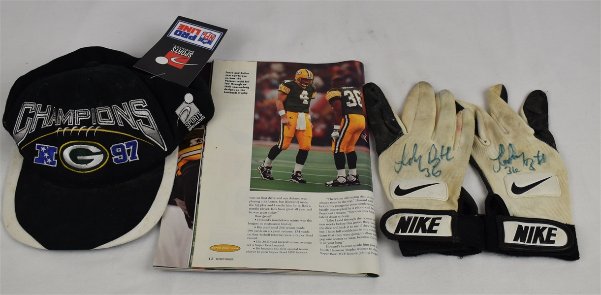 Leroy Butler Playoff Gloves & Super Bowl Hat