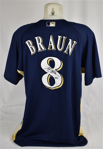 Ryan Braun 2010 Milwaukee Brewers BP Jersey MLB Authentication w/Light Use