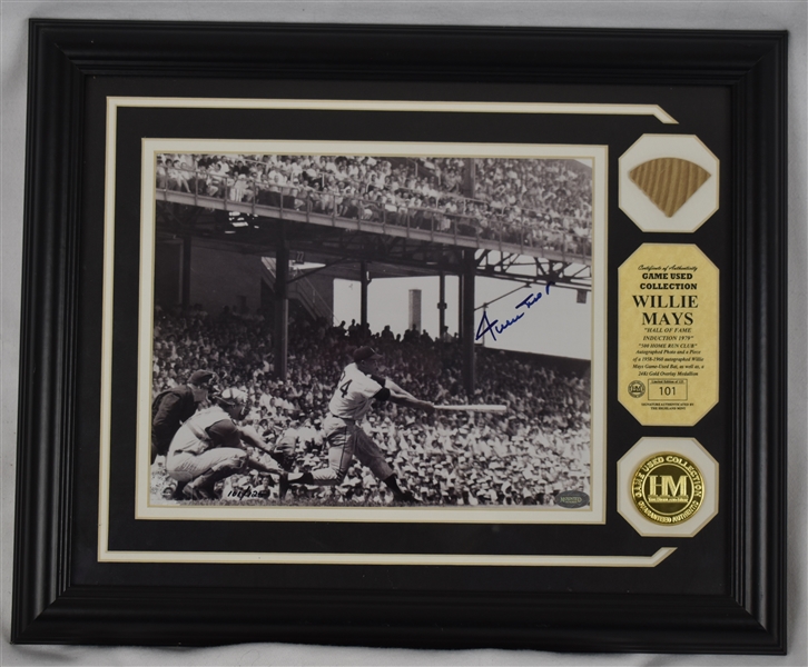 Willie Mays Autographed Limited Edition Game Used Bat Display