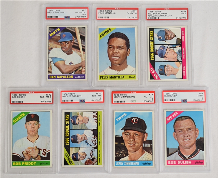 Collection of 7 PSA Graded 1966 Topps Baseball Cards 