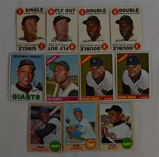 Collection of 11 Topps 1966-68 Baseball Cards w/Mantle, Maris & Mays
