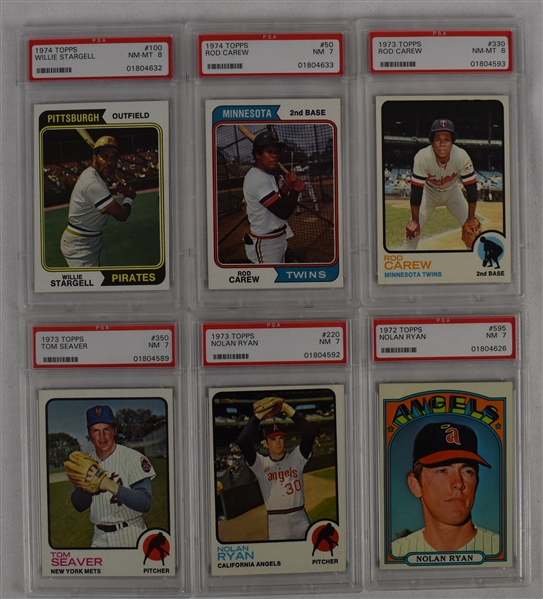 Collection of 6 PSA Graded Baseball Cards w/Nolan Ryan