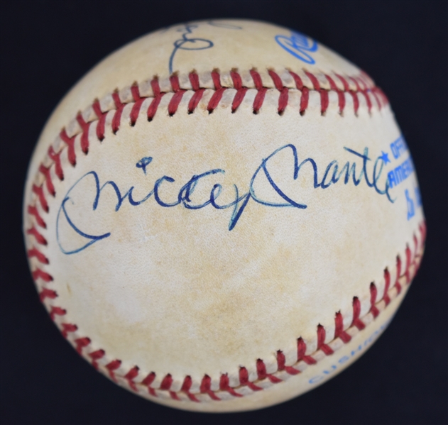 Mickey Mantle Billy Martin & Whitey Ford Autographed Baseball