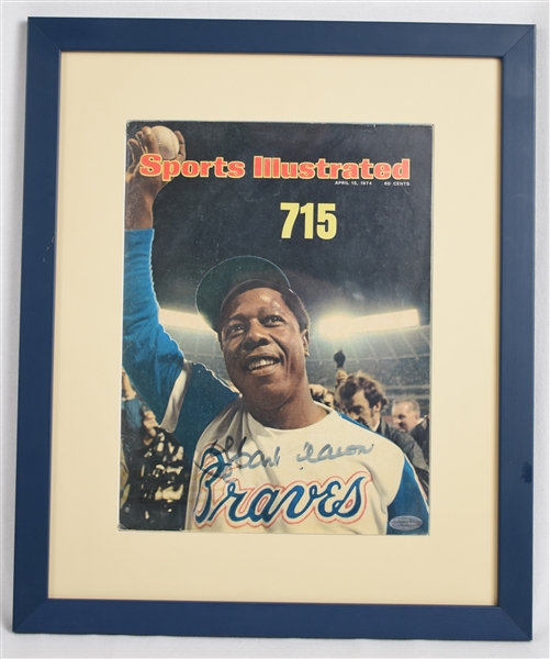 Hank Aaron Autographed Framed 715th Home Run Sports Illustrated
