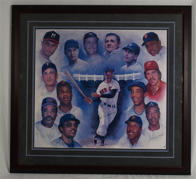 500 Home Run Club Autographed Framed Lithograph
