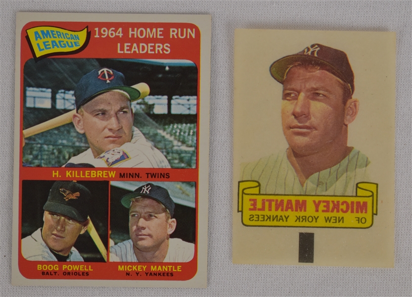 Mickey Mantle 1965 Topps Home Run Leders & 1966 Topps Rub-off Cards