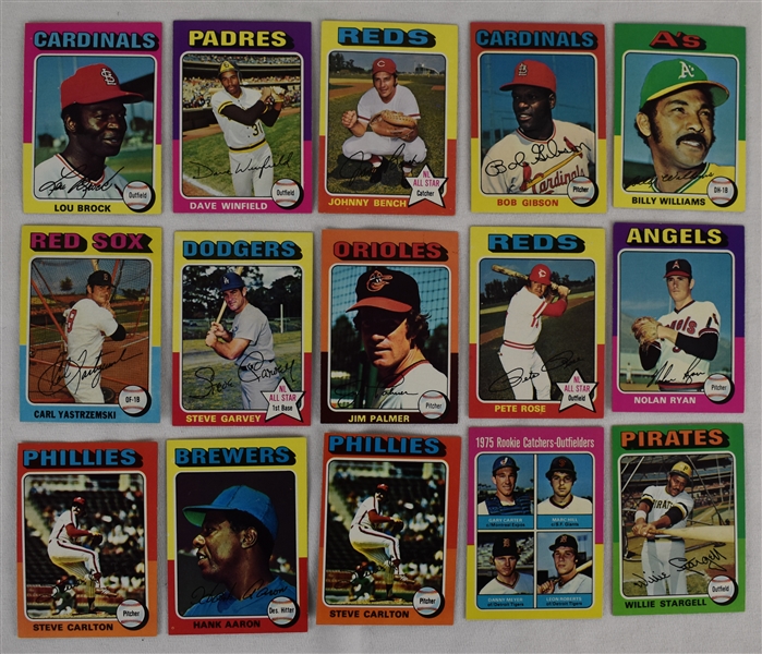Collection of 15 Vintage 1975 Topps Cards w/Gary Carter Rookie