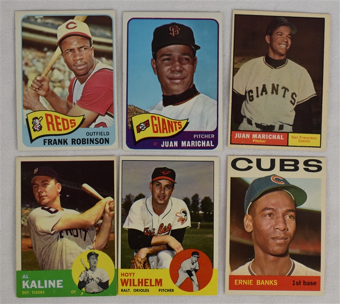 Collection of 6 Vintage 1961-65 Topps Cards w/Al Kaline & Ernie Banks