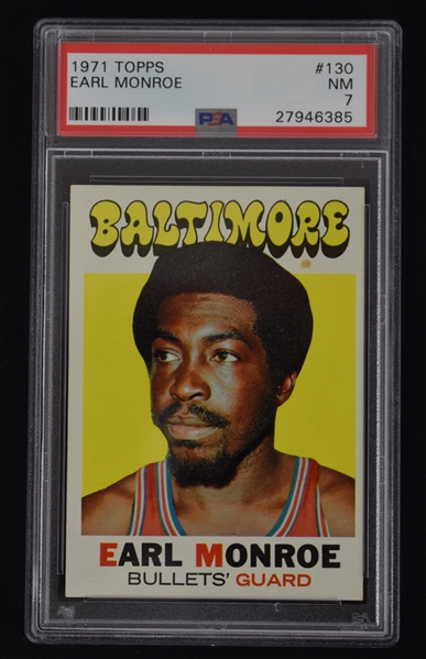 Earl Monroe 1971 Topps Basketball Card #130 PSA 7 NM