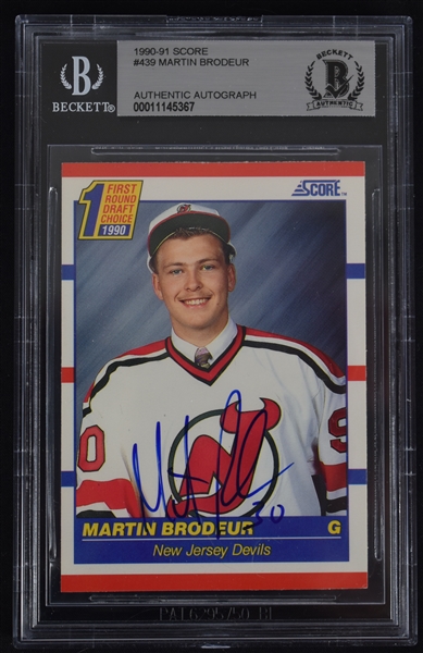 Martin Brodeur Autographed Rookie Card Beckett Authentication
